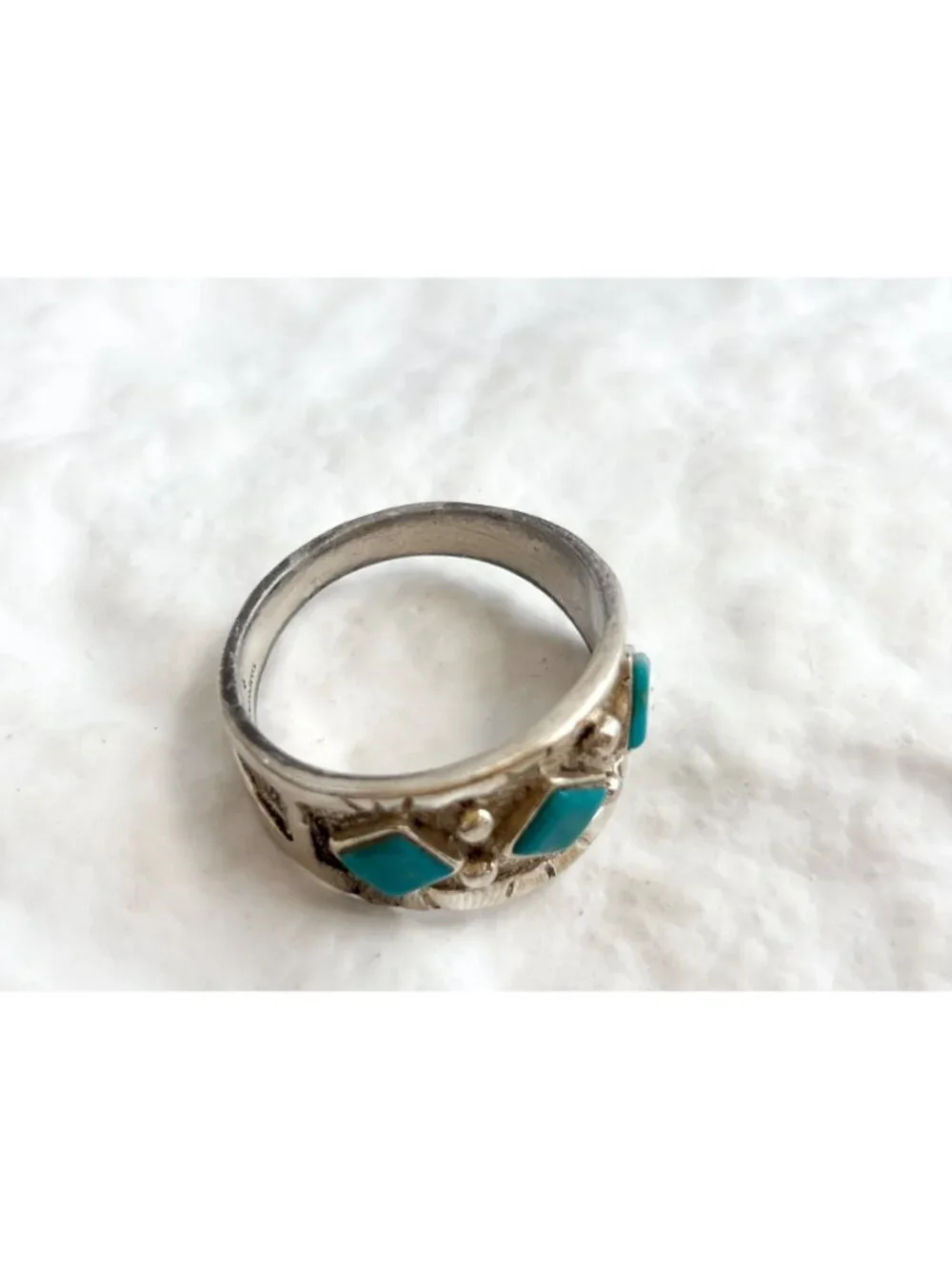 Bell Trading Post Turquoise Navajo Sterling Silver 925 Vintage Ring - sz 12.5